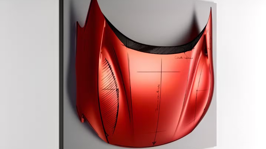 В Ferrari придумали вешать капоты своих автомобилей на стенку как картины Ferrari Sketch Body