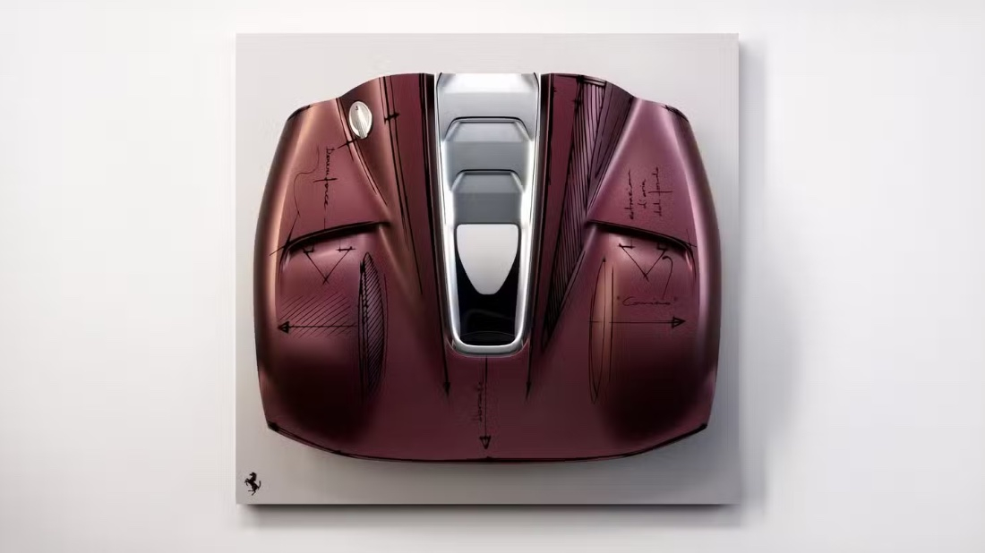 В Ferrari придумали вешать капоты своих автомобилей на стенку как картины Ferrari Sketch Body