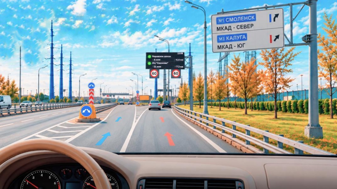 На московских дорогах новая разметка - цветные стрелочки. Расскажем, зачем они нужны цветная разметка на дорогах Москвы