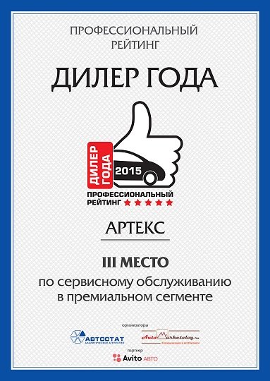 АРТЕКС – признанный лидер в области премиум-сервиса по результатам рейтинга «Дилер года» ARTEKS_service_leader_2 — копия.jpg