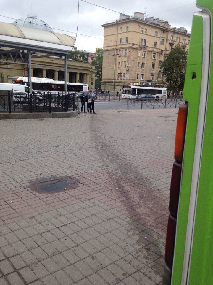 Возле метро Автово маршрутка вылетела на тротуар 1.jpg