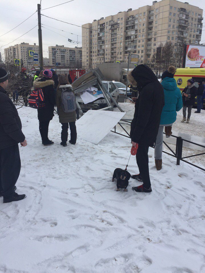 На Богатырском проспекте в Петербурге Ford снес остановку (1).jpg