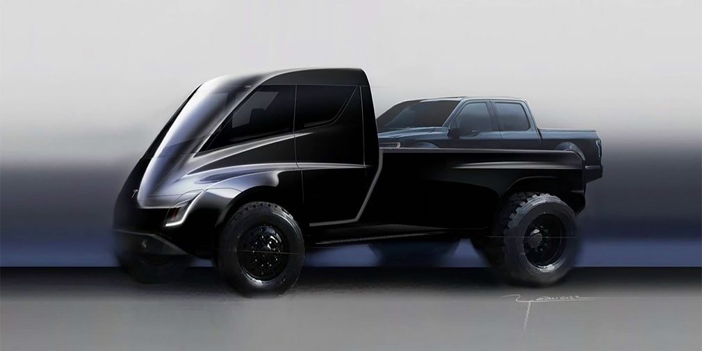 Tesla показали эскиз огромного пикапа Tesla показали эскиз огромного пикапа (2)
