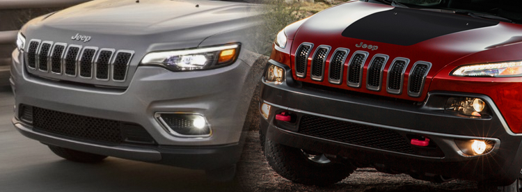 Jeep Cherokee 2018- передняя оптика до и после рестайлинга