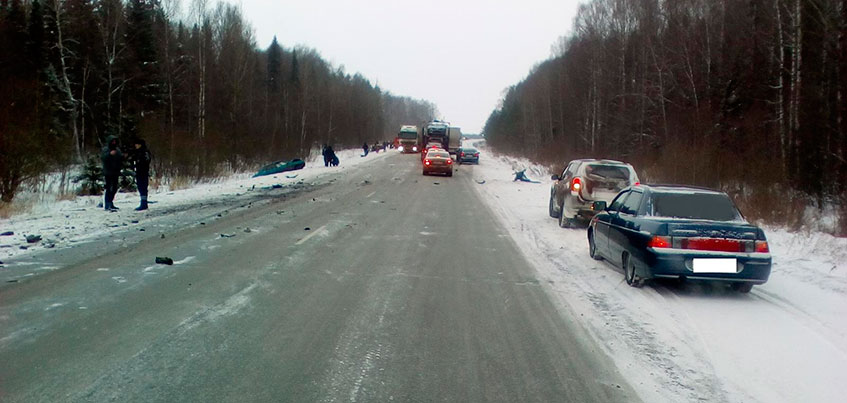 Тройное ДТП в Удмуртии, 7 января, трасса