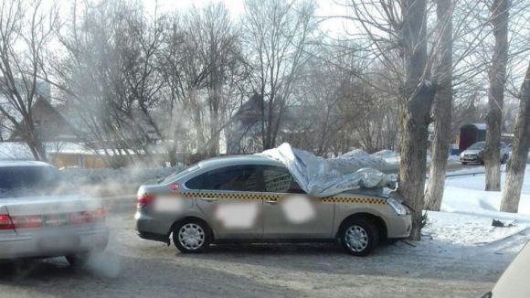 Такси врезалось в дерево в Барнауле Такси врезалось в дерево в Барнауле