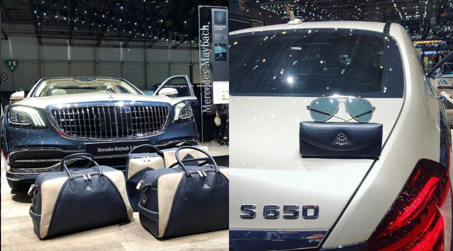 Новый Maybach в Женеве презентовали вместе с очками и сумками Maybach на автосалоне в Женеве, сумки и очки