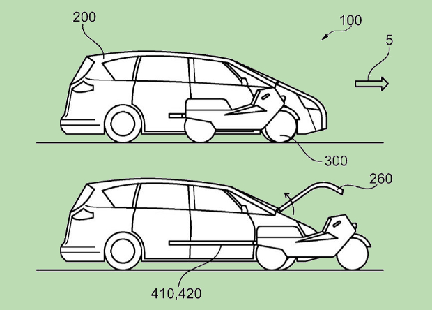 Мотоцикл будет выезжать из переднего багажника Ford