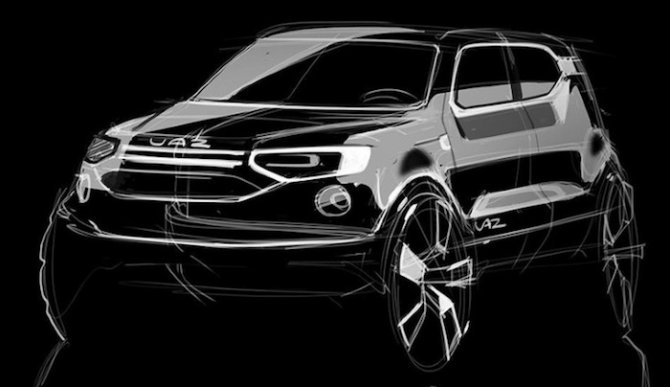 Эскиз дизайна кроссовера УАЗ-3170