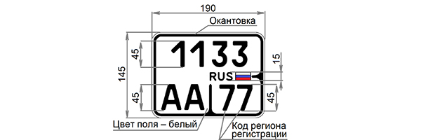 Регистрационный знак уменьшенного размера для мотоциклов