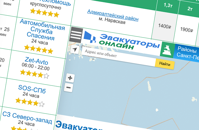 Портал "Эвакуаторы Онлайн" - быстрый способ найти эвакуатор в Санкт-Петербурге и Ленобласти Эвакуаторы Онлайн 2