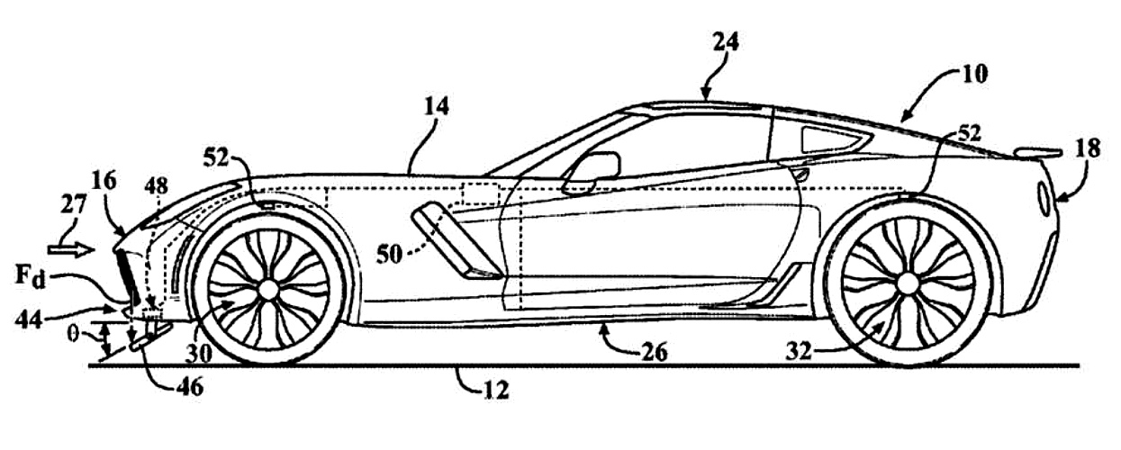 Chevrolet Corvette С8: запатентован активный аэродинамический обвес и корвет 3