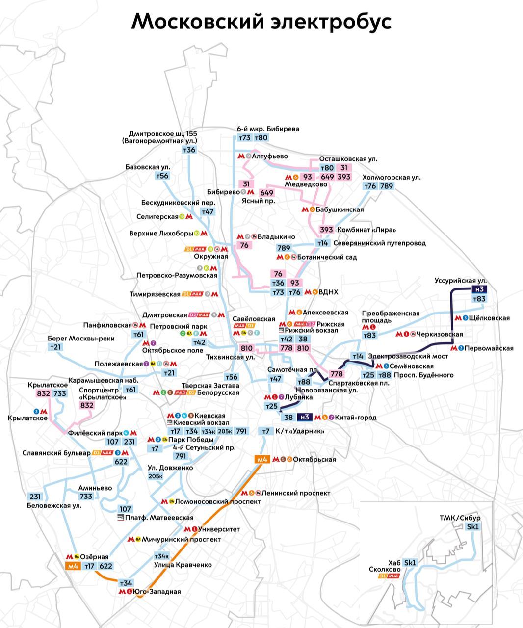 Карта электробусов Москвы